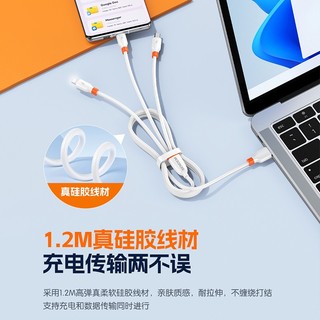 Cáp sạc nhanh 3IN2 SENDEM M95 USB-A và TypeC to TypeC / LaiNing / MicroUSB, dài 1.2M (Trắng) - Phụ Kiện Nhất Tín