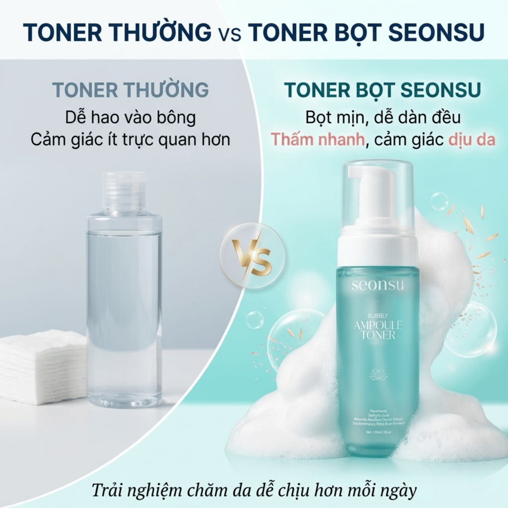 Toner Tạo Bọt SEONSU Bubbly Ampoule Toner 150ml BHA B5 HA 4D, Cấp Ẩm Làm Dịu Cho Da Dầu Dễ Bí