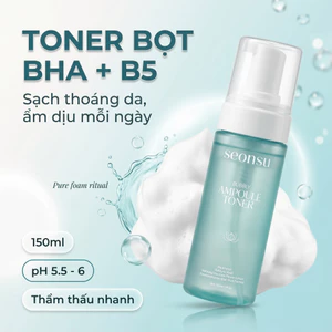 Toner Tạo Bọt SEONSU Bubbly Ampoule Toner 150ml BHA B5 HA 4D, Cấp Ẩm Làm Dịu Cho Da Dầu Dễ Bí