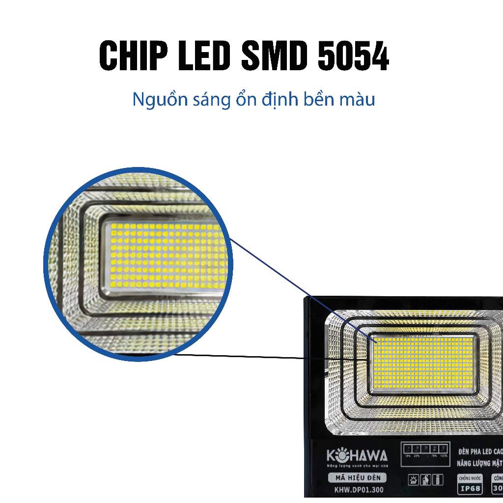 Đèn Pha LED Năng Lượng Mặt Trời 300W KOHAWA- Chống Nước IP68- Pin 40.000mAh- Vỏ nhôm cao cấp- K.DP01.300