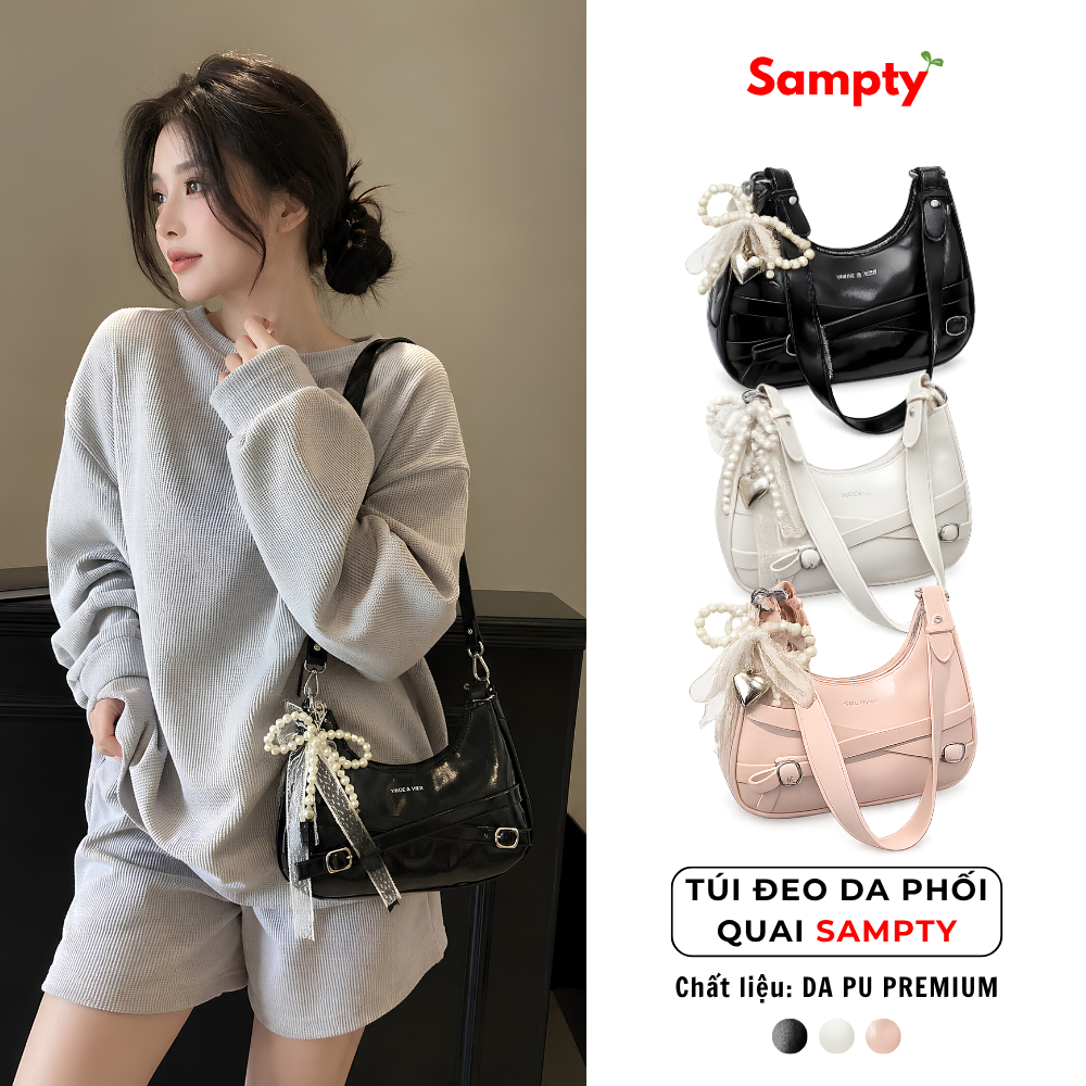 Túi Xách Nữ 𝐒𝐚𝐦𝐩𝐭𝐲 Đeo Vai Form Baguette Sang Chảnh Phối Charm Trendy Phong Cách Thời Trang 2026
