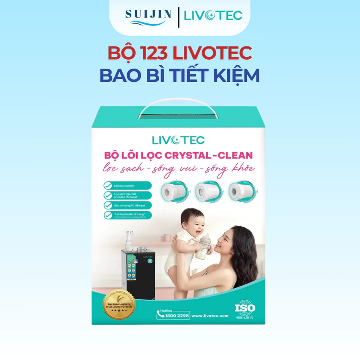 Combo 3 lõi lọc số 123 Karofi - Lõi Livotec số 123 - Dùng cho máy lọc nước RO có 3 cốc lọc 10inch – 5