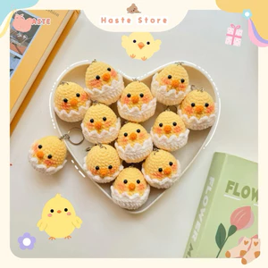 Móc Khoá Len Nhung Trứng Gà Baby Vịt Con Mới Nở Handmade Màu Pastel Quà Tặng Dễ Thương Độc Đáo