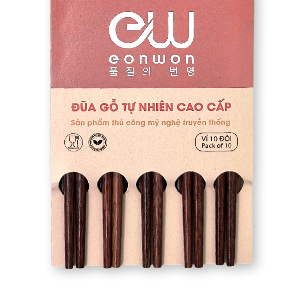 Bộ 10 đũa gỗ Eonwon EW-002 - Chống mốc bền đẹp an toàn cho sức khỏe gia đình