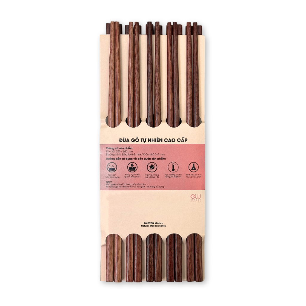 Bộ 10 đũa gỗ Eonwon EW-002 - Chống mốc bền đẹp an toàn cho sức khỏe gia đình