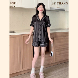 Bộ Ngủ BY CHANN (BN11) áo cộc quần cộc chất liệu lụa có bigsize đến 80kg