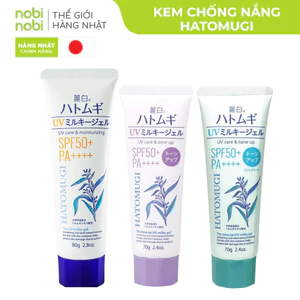 Kem chống nắng Hatomugi nâng tone và dưỡng ẩm da Tone Up UV Milky Gel SPF 50+ PA++++