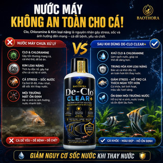 Khử Clo Cá Cảnh De-Clo CLEAR+ Cao Cấp Khử Chloramine Trung Hòa Kim Loại Nặng Giảm Stress Cá An Toàn Cá Tép Hồ Thủy Sinh
