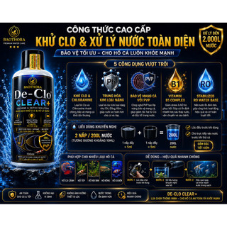 Khử Clo Cá Cảnh De-Clo CLEAR+ Cao Cấp Khử Chloramine Trung Hòa Kim Loại Nặng Giảm Stress Cá An Toàn Cá Tép Hồ Thủy Sinh