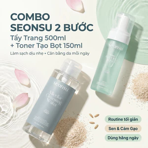 Combo SEONSU 2 Bước Làm Sạch Dịu Nhẹ: Nước Tẩy Trang Micellar 500ml + Toner Tạo Bọt 150ml