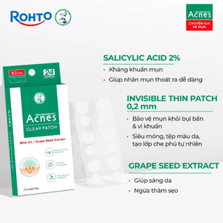 Miếng Dán Mụn Acnes Clear Patch Clear Acne & Anti-Bacteria 24 Miếng ( 2 Gói x 12 Miếng)