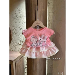 SÉT bộ cho bé Hello Kitty VÁY 2 TẦNG REN có lót trong chất tăm gân SZ 7-19 KG siêu đáng yêu,co giãn mềm mịn mặc mát