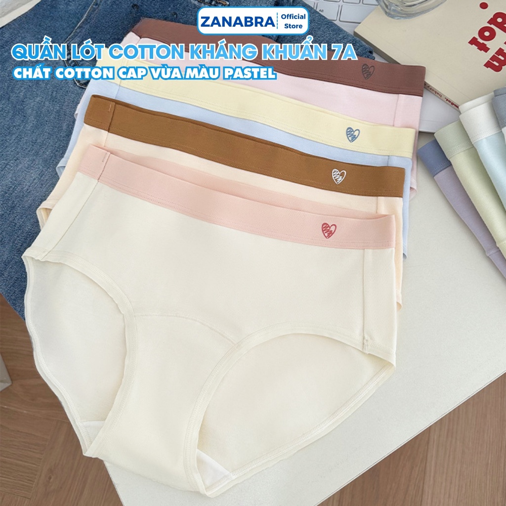 Quần lót nữ cotton màu sắc nhẹ nhàng nữ tính, Quần lót cao cấp thoáng mát họa tiết tim ZANABRA L183