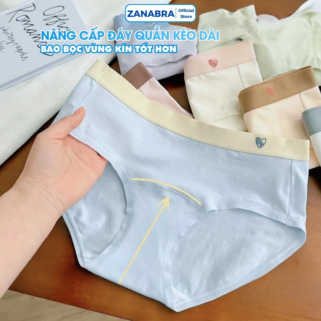 Quần lót nữ cotton màu sắc nhẹ nhàng nữ tính, Quần lót cao cấp thoáng mát họa tiết tim ZANABRA L183