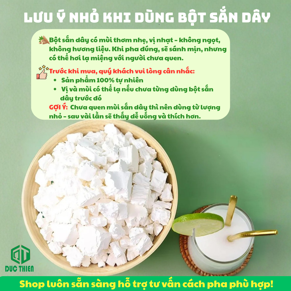 500g Bột Sắn Dây Loại 1 Đức Thiện (Khô, Sạch, Thơm) - Thanh Nhiệt, Giải Độc, Đẹp Da, Chống Lão Hóa