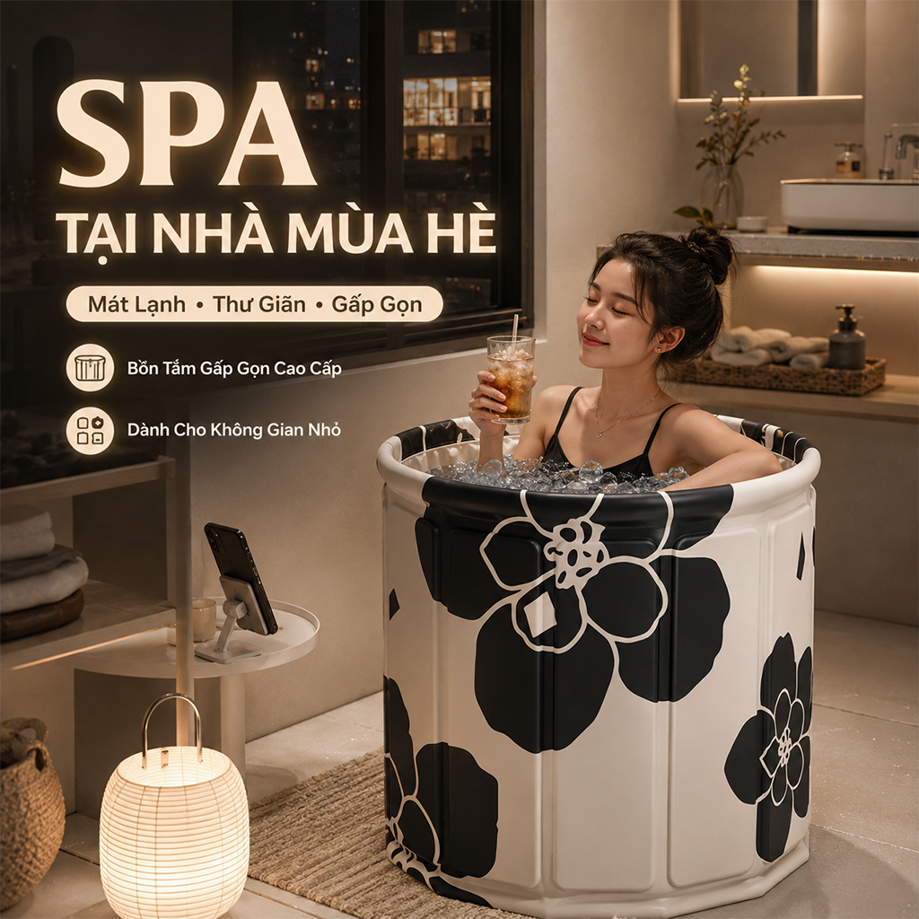 𝐎𝐥𝐢𝐟𝐞 Bồn Tắm Gấp Gọn Người Lớn Spa Tại Nhà Giải Nhiệt Mùa Hè Cho Phòng Tắm Nhỏ Cao Cấp Tắm Ngâm Tại Nhà Bồn Tắm Chill