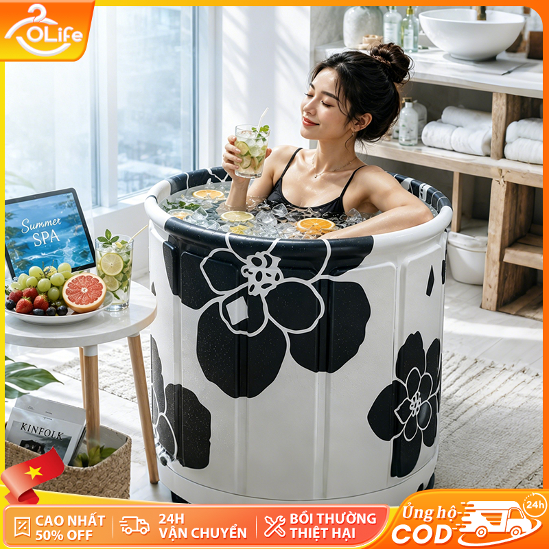 𝐎𝐥𝐢𝐟𝐞 Bồn Tắm Gấp Gọn Người Lớn Spa Tại Nhà Giải Nhiệt Mùa Hè Cho Phòng Tắm Nhỏ Cao Cấp Tắm Ngâm Tại Nhà Bồn Tắm Chill