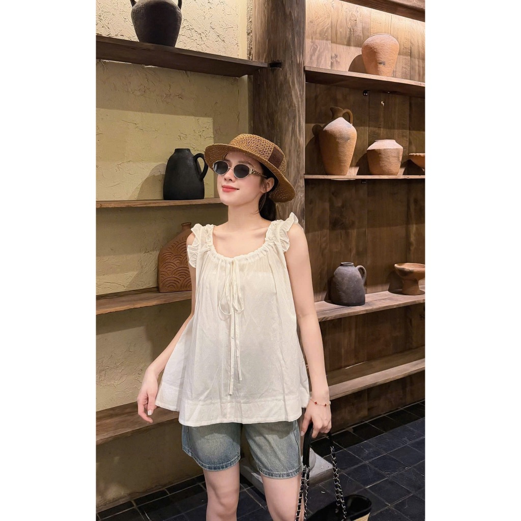[Hàng Chuẩn QC] ÁO KIỂU NỮ VIỀN BÈO THẮT NƠ TIỂU THƯ DỄ THƯƠNG SANG CHẢNH ĐI CHƠI ĐI BIỂN (B524)