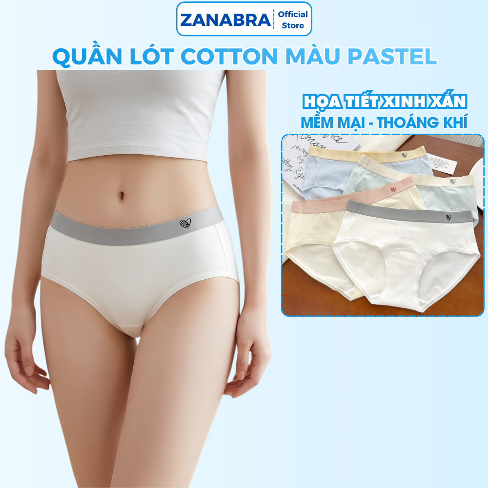 Quần Lót Nữ Cotton – Quần Chip Nữ Gân Tăm Kẻ Sọc Cạp Vừa Kháng Khuẩn ZANABRA L183