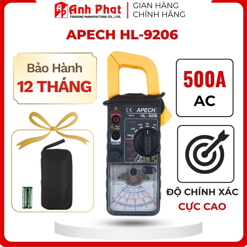 Ampe Kìm Cơ Hiển Thị Kim APECH HL-9206 Độ Chính Xác Cực Cao Đo Dòng Điện Anh Phát