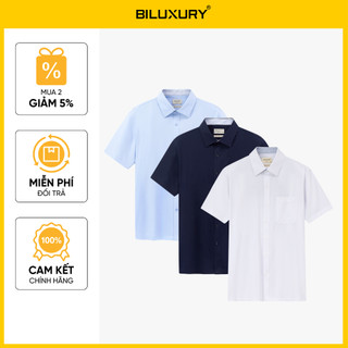 [T7_SALE 20%_HT] Áo Sơ Mi Nam Trắng Chống Bám Bẩn 1SMCB635 Biluxury Form Regular Fit Kháng Khuẩn Bền Màu