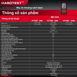 HABOTEST HT7050 Máy đo tầm laser 50M / 80 / 120M Dụng cụ đo tầm laser ngoài trời trong nhà Máy đo tầm laser cầm tay có
