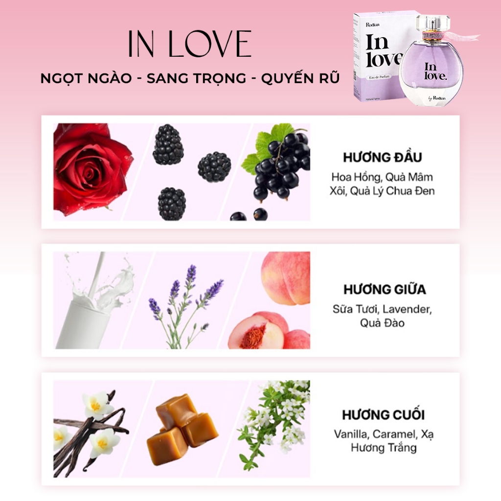 Nước Hoa Nữ Rodian In Love Eau De Parfum 50ml Ngọt Ngào, Sang Trọng, Quyến Rũ Lưu Hương Lâu Cho Body