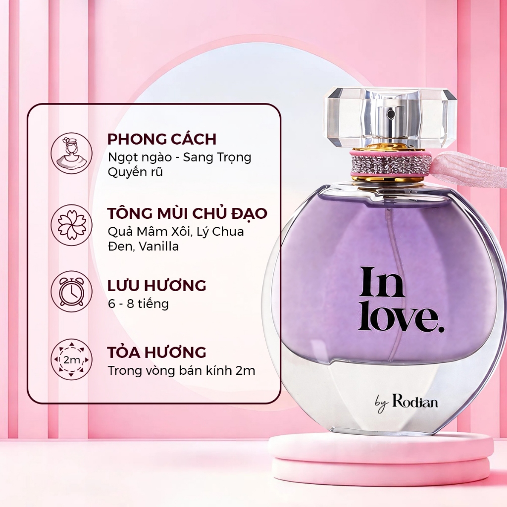 Nước Hoa Nữ Rodian In Love Eau De Parfum 50ml Ngọt Ngào, Sang Trọng, Quyến Rũ Lưu Hương Lâu Cho Body