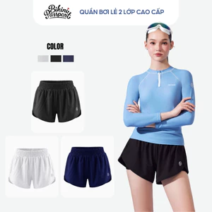 Quần bơi nữ dáng ngắn 2 lớp cao cấp đi biển - Bikini Passport - BS543_BL