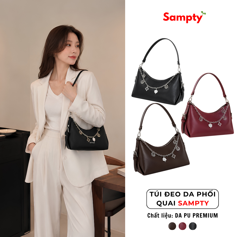 Túi Xách Nữ 𝐒𝐚𝐦𝐩𝐭𝐲 Da PU Cao Cấp Phối Charm Xích Phong Cách Thời Trang Đi làm Đi Chơi 2026