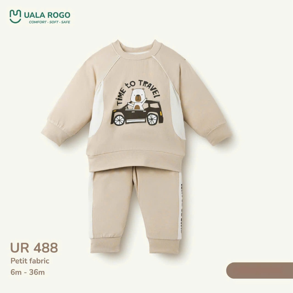 (6,5-16kg, 6-36M) Bộ Quần Áo Dài Tay Mềm Mại Cho Bé Uala UR487 UR488 UR269 UR506 UR301 UR499