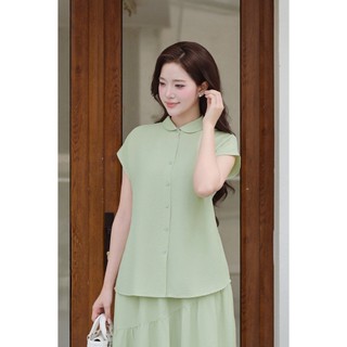 Áo Kiểu Nữ LAMER FASHION Sơ Mi Vai Chờm Cổ Sen Phối Chân Váy Xòe Nhún Tầng Cạp Chun V61H26H016 V62L26Q002