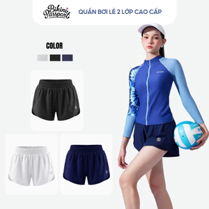 Quần bơi nữ dáng ngắn 2 lớp cao cấp đi biển - Bikini Passport - BS543_NV