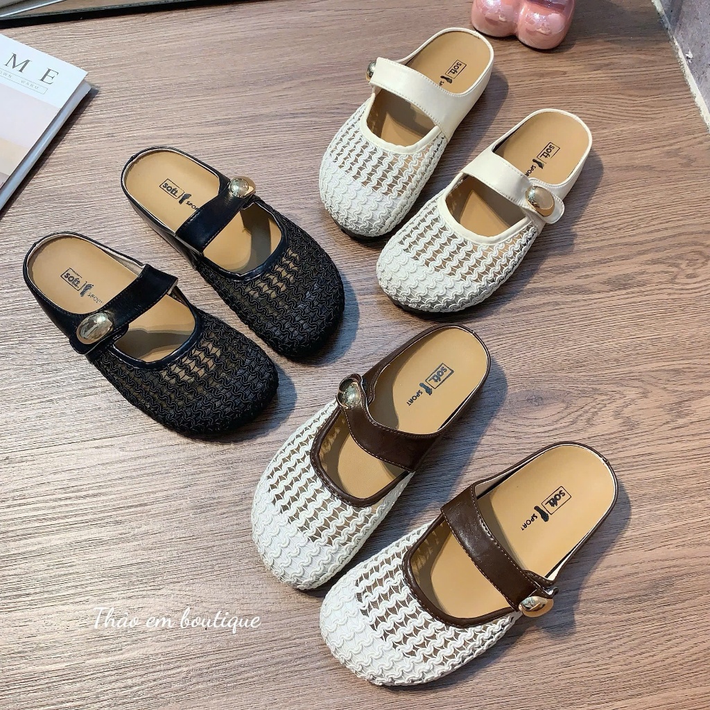 [Thảo Em - SL666] Sục lưới nữ độn đế 5p phối khuy vàng  [Sẵn Hàng].