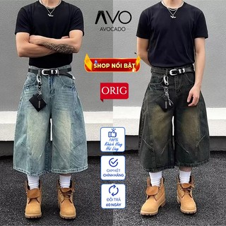 Quần Wide Leg Short Jeans Avocado Nam Nữ Ống Cong Rộng, Quần Jeans Short Lửng Phong Cách Cá Tính