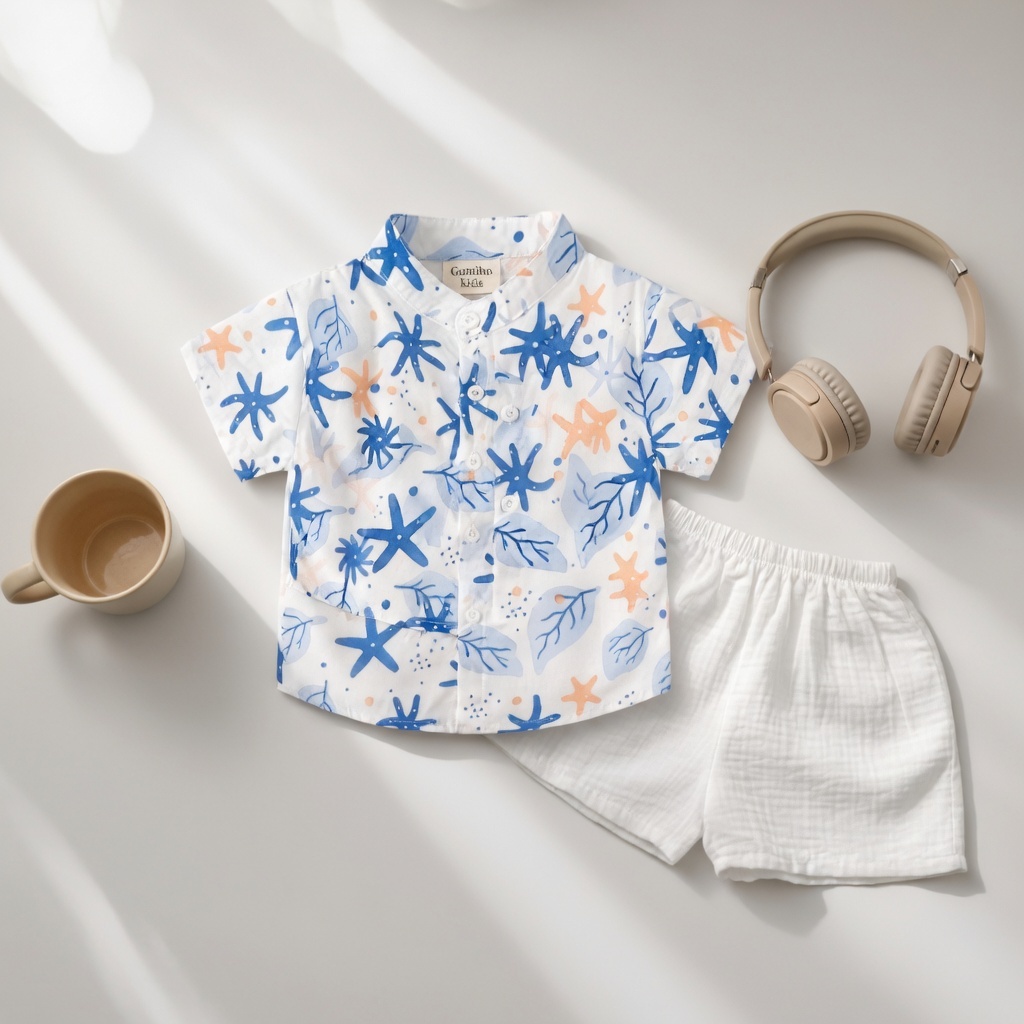 Combo 2 Bộ Đũi Bé Trai In Sao Biển Và Bộ Cây Dừa (8-30kg), Set Đồ Hè Cho Bé Chất Đũi Mềm Mát Phong Cách Hàn Quốc