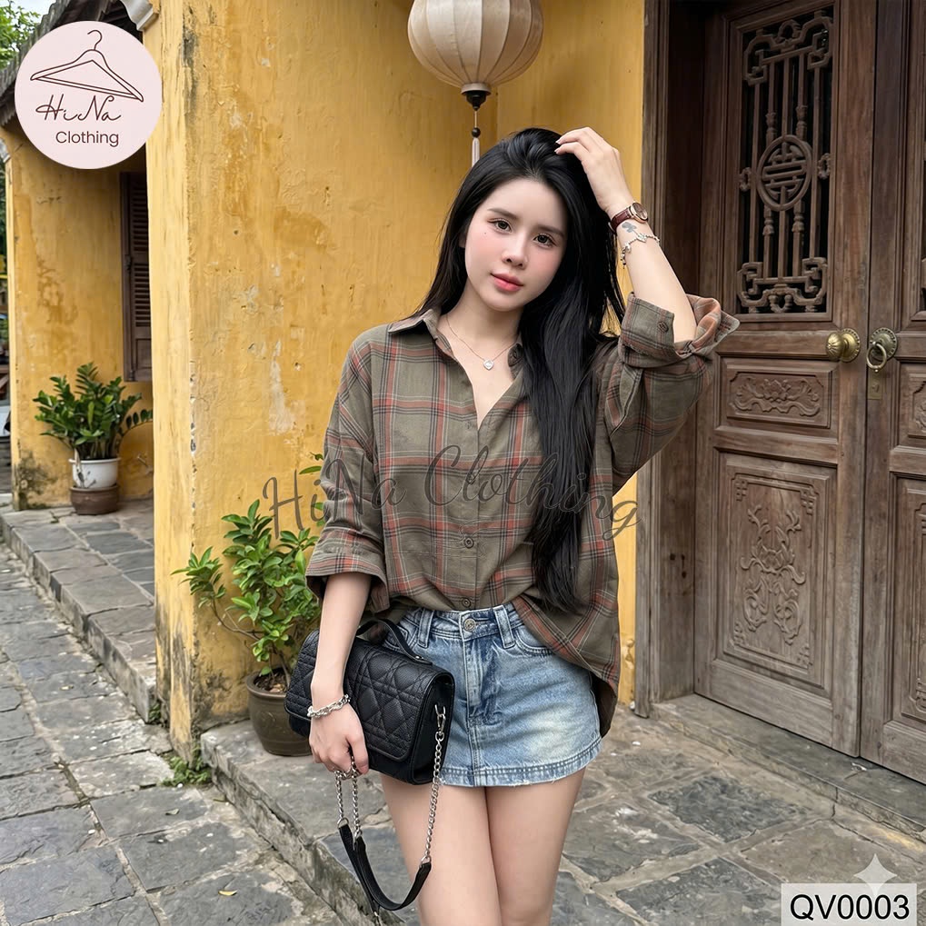 Chân váy ngắn jean denim bò chữ A basic rách nhẹ HiNa QCCC QCL1 CV0003 #3269