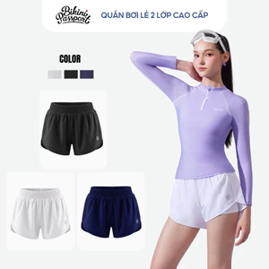 Quần bơi nữ dáng ngắn 2 lớp cao cấp đi biển - Bikini Passport - BS543_WH