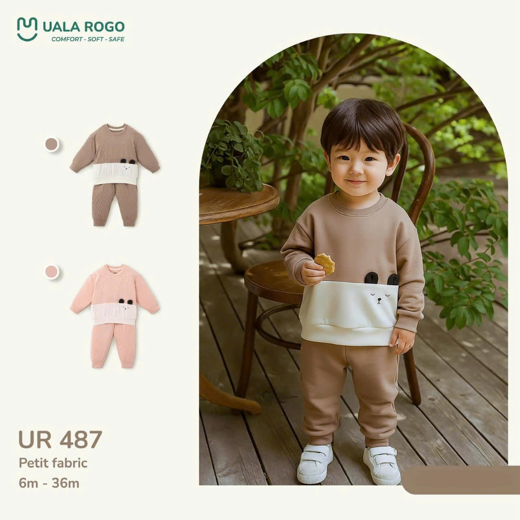 (6,5-16kg, 6-36M) Bộ Quần Áo Dài Tay Mềm Mại Cho Bé Uala UR487 UR488 UR269 UR506 UR301 UR499