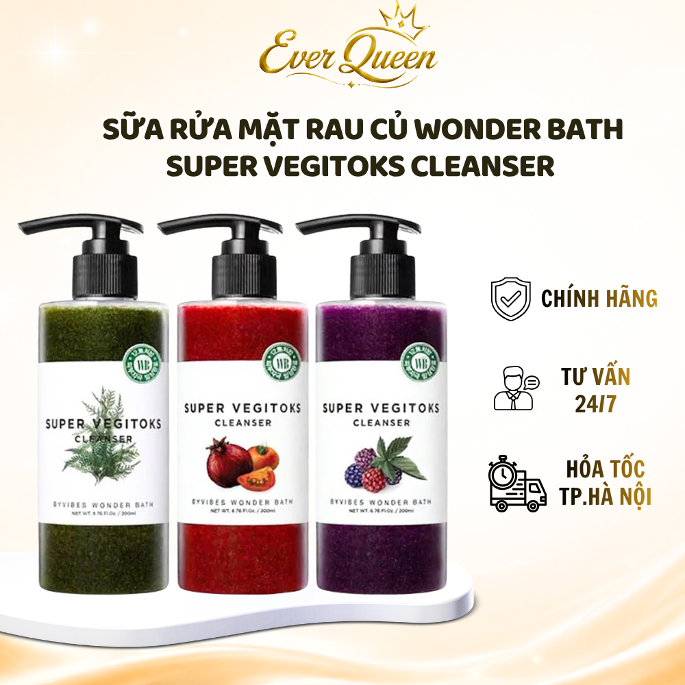 Sữa Rửa Mặt Rau Củ Thải Độc  Wonder Bath Super Vegitoks Cleanser 300ml Hàn Quốc - Ever Queen