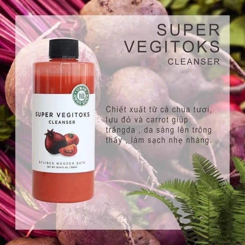 Sữa Rửa Mặt Rau Củ Thải Độc  Wonder Bath Super Vegitoks Cleanser 300ml Hàn Quốc - Ever Queen
