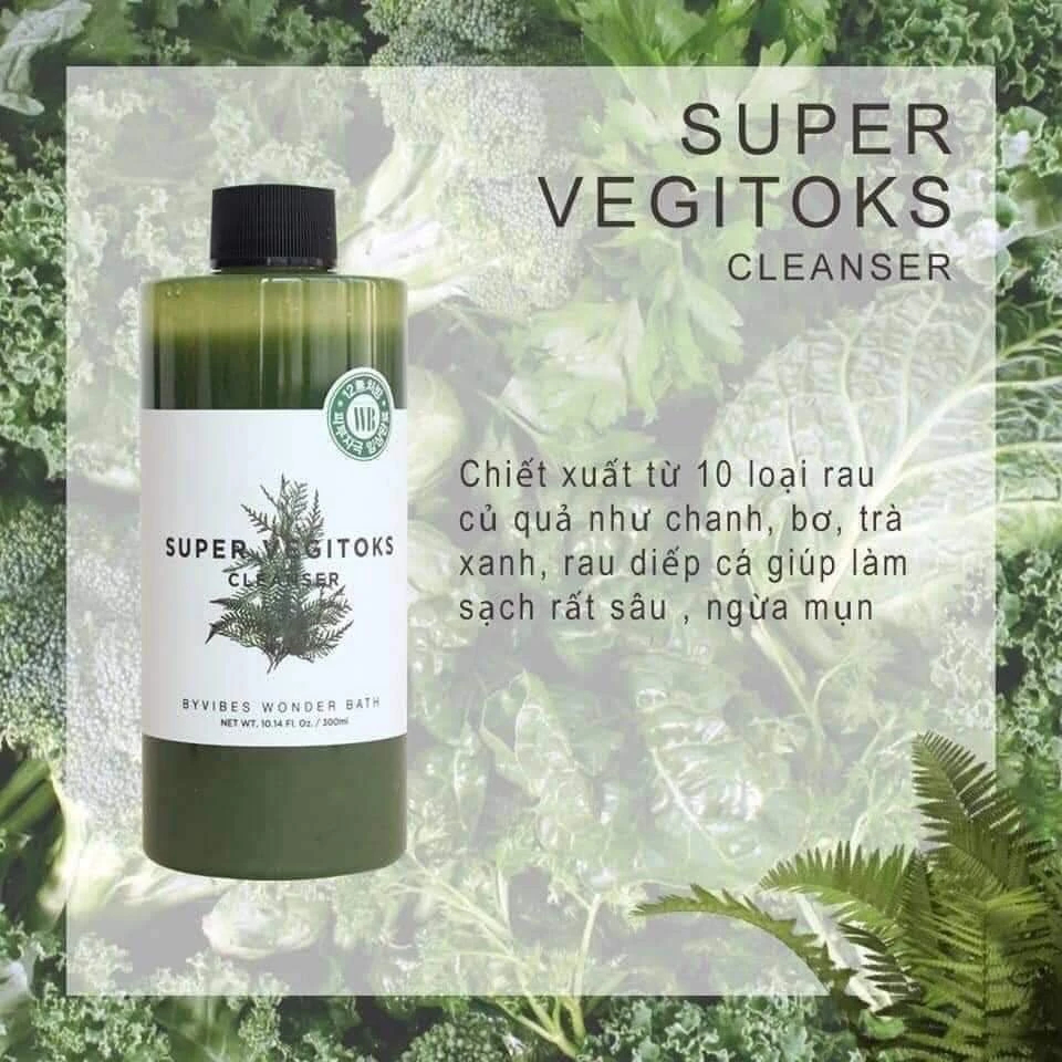 Sữa Rửa Mặt Rau Củ Thải Độc  Wonder Bath Super Vegitoks Cleanser 300ml Hàn Quốc - Ever Queen