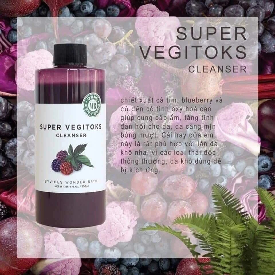 Sữa Rửa Mặt Rau Củ Thải Độc  Wonder Bath Super Vegitoks Cleanser 300ml Hàn Quốc - Ever Queen