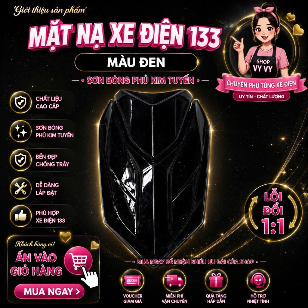 Mặt nạ không tem 133 kim tuyến nhựa bóng