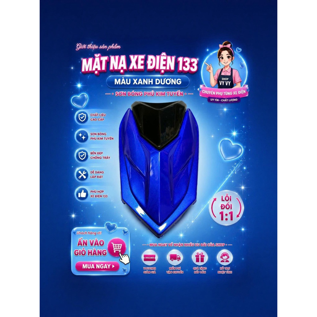 Mặt nạ không tem 133 kim tuyến nhựa bóng