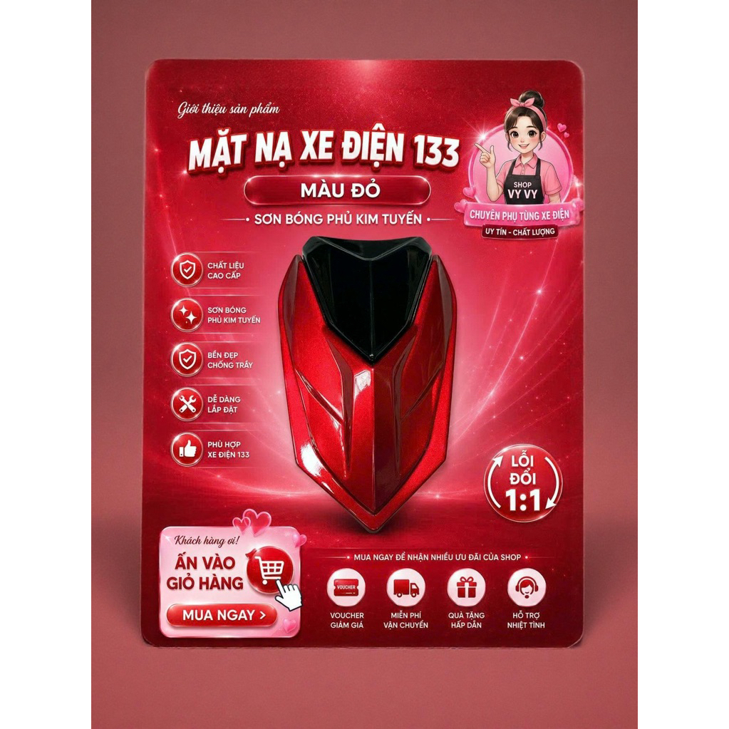 Mặt nạ không tem 133 kim tuyến nhựa bóng
