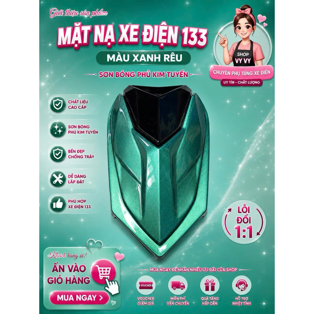 Mặt nạ không tem 133 kim tuyến nhựa bóng