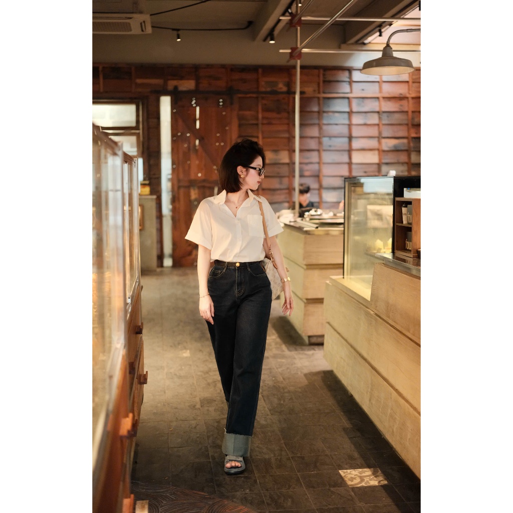 [ BOHEE ] - Quần jeans dáng dài thiết kế gấp gấu - Q193