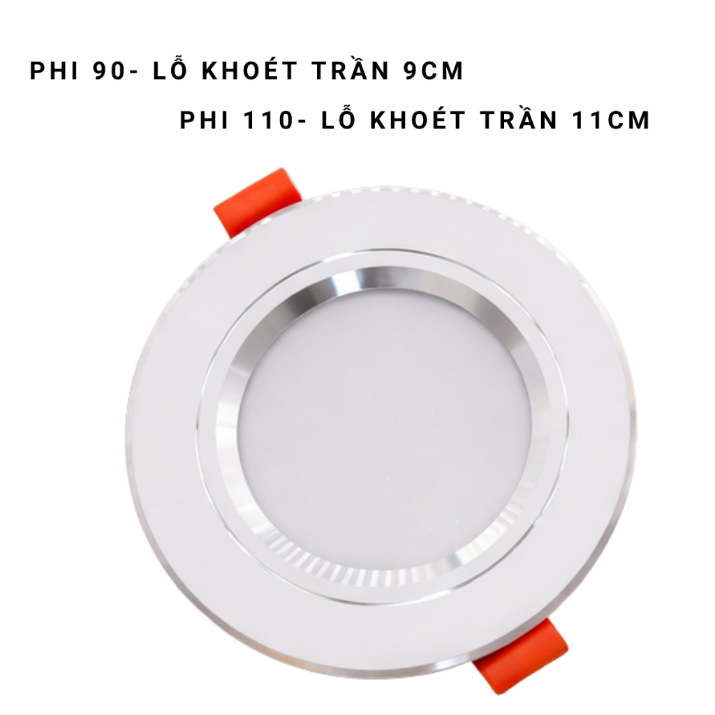 ( Nguồn Liền) Đèn LED Âm Trần 3 Màu Đế Đúc liền nguồn 8W/ 10W Phi  90 | Đèn Âm Trần Tiết Kiệm Điện
