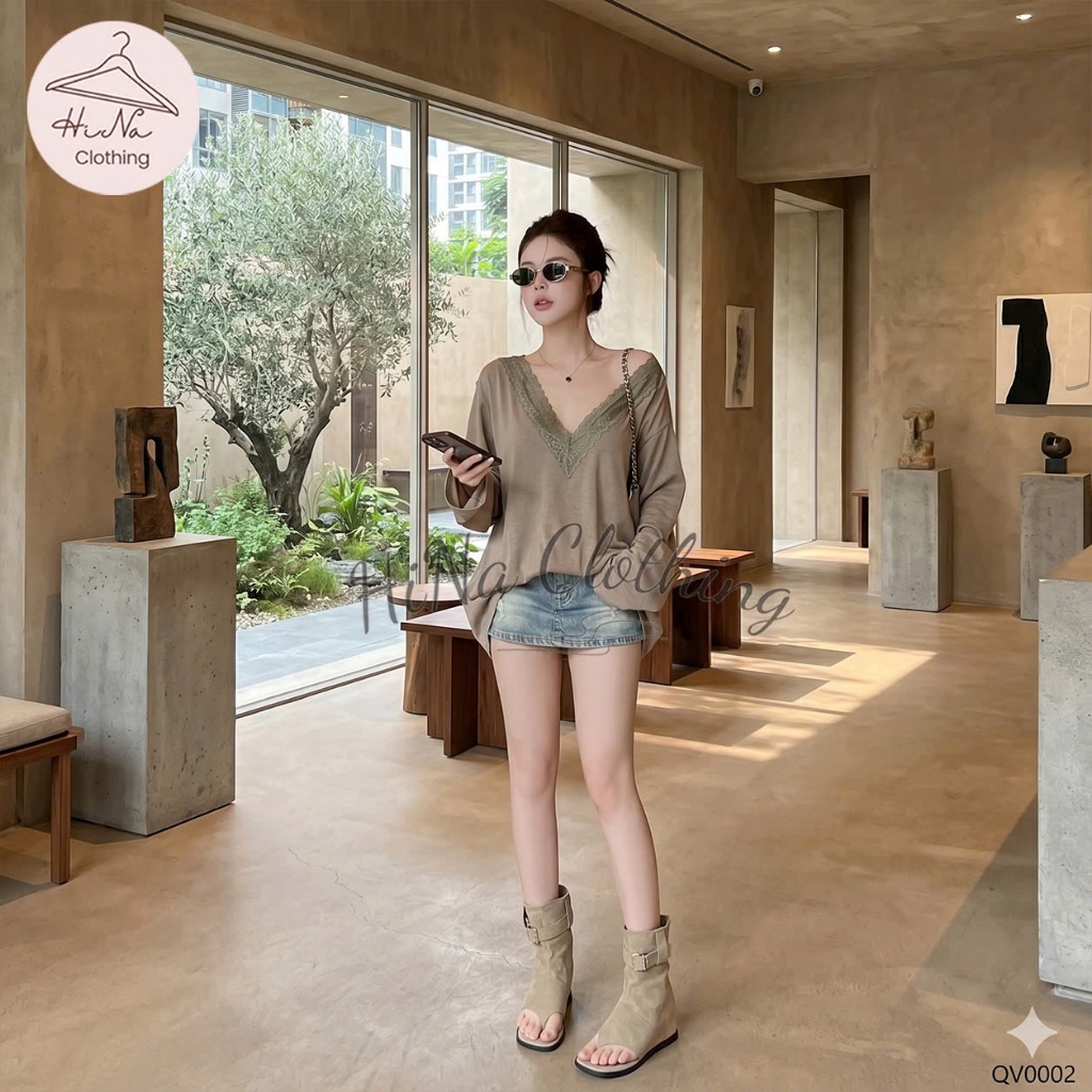 Quần váy ngắn jean denim bò chữ A basic rách cào HiNa QCCC QCL1 QV0002 #68099